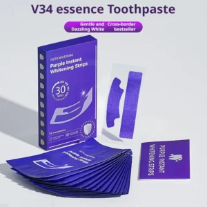 v34 purple teeth whitening strips funciona: Fita clareadora strips v34
